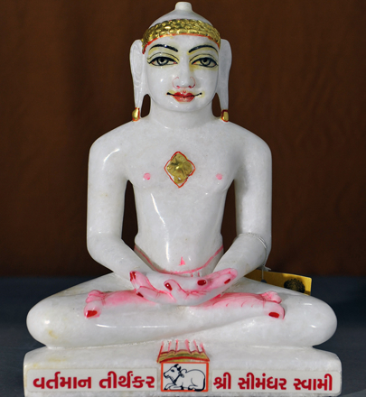 Picture of Normal White Simandhar Swami 11” Murti 11N6