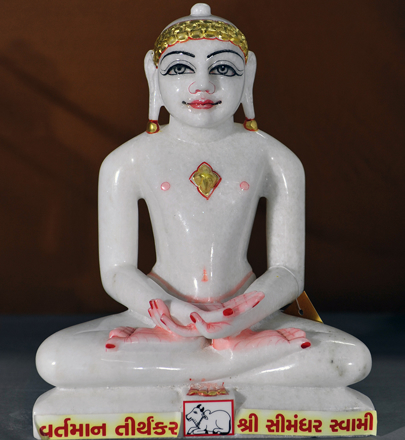 Picture of Normal White Simandhar Swami 13” Murti 13N12
