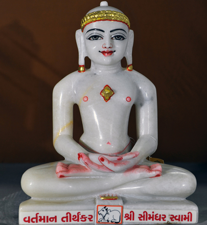 Picture of Normal White Simandhar Swami 13” Murti 13N20