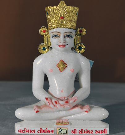 Picture of Normal White Simandhar Swami with Mugat 11” Murti 11MG1