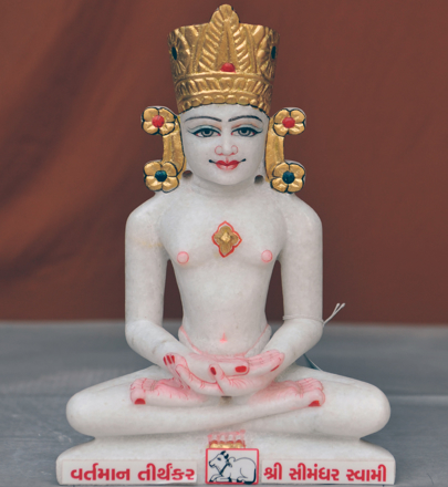 Picture of Normal White Simandhar Swami with Mugat 11” Murti 11MG10