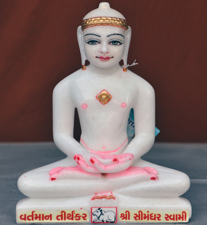 Picture of Super White Simandhar Swami 11” Murti 11S14