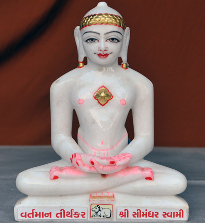 Picture of Super White Simandhar Swami 11” Murti 11S19