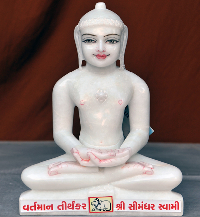 Picture of Super White Simandhar Swami 11” Murti 11S10