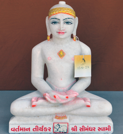 Picture of Normal White Simandhar Swami 13” Murti 13N27