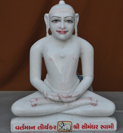 Picture of Super White Simandhar Swami 15” Murti 15S01