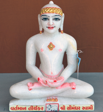 Picture of Super White Simandhar Swami 11” Murti 11S31