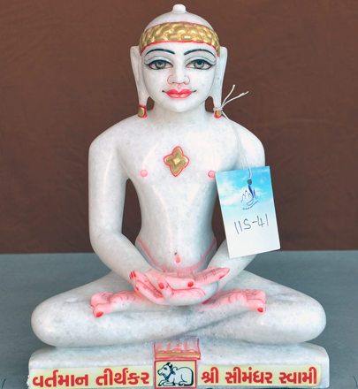 Picture of Super White Simandhar Swami 11” Murti 11S41