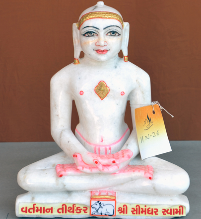 Picture of Normal White Simandhar Swami 11” Murti 11N26