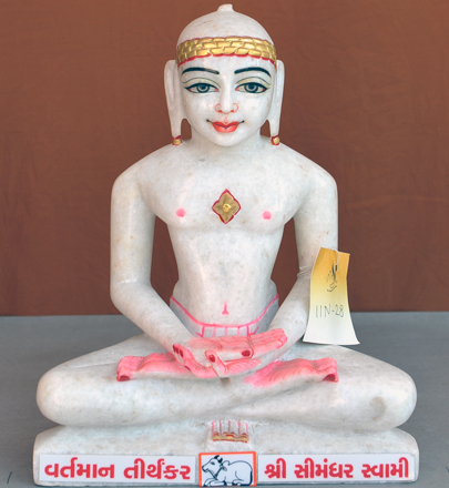 Picture of Normal White Simandhar Swami 11” Murti 11N28