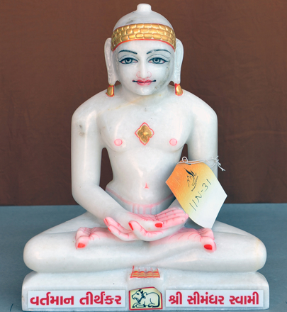 Picture of Normal White Simandhar Swami 11” Murti 11N31