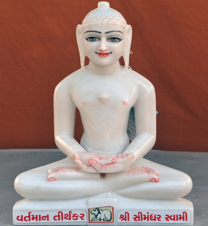 Picture of Super White Simandhar Swami 13” Murti 13S13