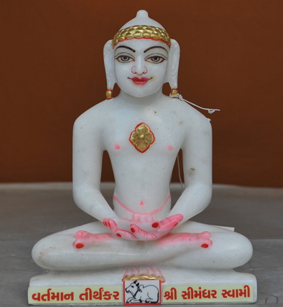 Picture of Super White Simandhar Swami 9” Murti 9S12