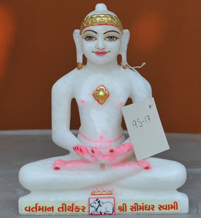 Picture of Super White Simandhar Swami 9” Murti 9S17