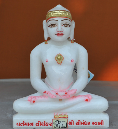 Picture of Super White Simandhar Swami 9” Murti 9S18