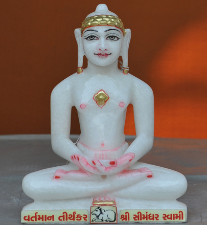 Picture of Super White Simandhar Swami 9” Murti 9S20