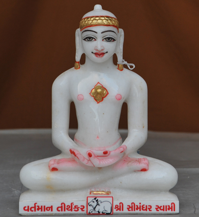 Picture of Super White Simandhar Swami 9” Murti 9S32