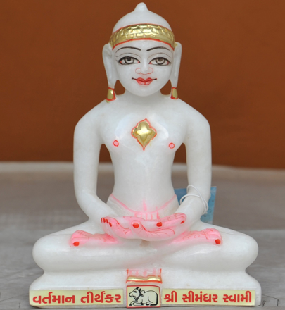 Picture of 7S22 Super White Simandhar Swami 7" Murti 7S22
