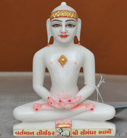 Picture of 7S24 Super White Simandhar Swami 7" Murti 7S24