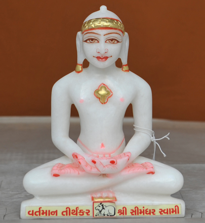Picture of 7S27 Super White Simandhar Swami 7" Murti 7S27