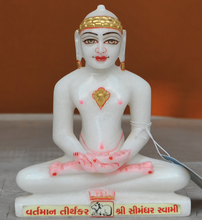 Picture of 7S30 Super White Simandhar Swami 7" Murti 7S30