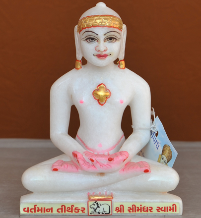 Picture of 7S32 Super White Simandhar Swami 7" Murti 7S32
