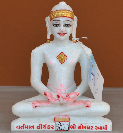 Picture of 7S33 Super White Simandhar Swami 7" Murti 7S33