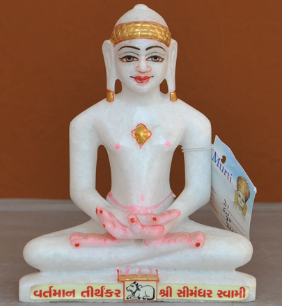 Picture of 7S34 Super White Simandhar Swami 7" Murti 7S34
