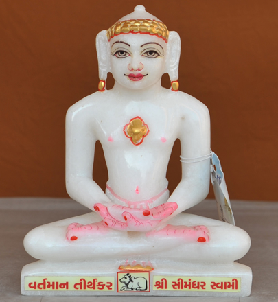 Picture of 7S38 Super White Simandhar Swami 7" Murti 7S38