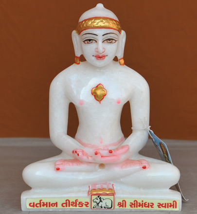 Picture of 7S42 Super White Simandhar Swami 7" Murti 7S42