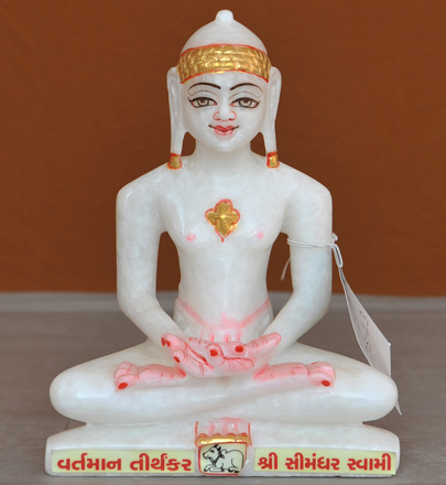 Picture of 7S43 Super White Simandhar Swami 7" Murti 7S43