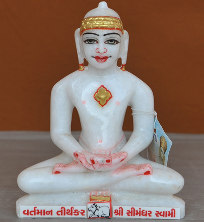 Picture of 7S44 Super White Simandhar Swami 7" Murti 7S44
