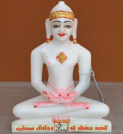 Picture of 7S45 Super White Simandhar Swami 7" Murti 7S45