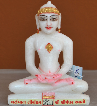 Picture of 7S46 Super White Simandhar Swami 7" Murti 7S46