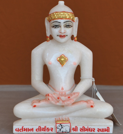 Picture of 7S51 Super White Simandhar Swami 7" Murti 7S51