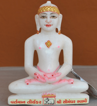 Picture of 7S53 Super White Simandhar Swami 7" Murti 7S53