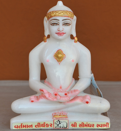 Picture of 7S56 Super White Simandhar Swami 7" Murti 7S56