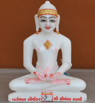 Picture of 7S58 Super White Simandhar Swami 7" Murti 7S58