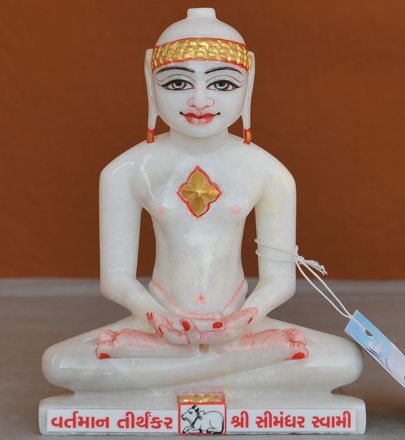 Picture of 7S59 Super White Simandhar Swami 7" Murti 7S59