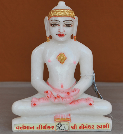 Picture of 7S64 Super White Simandhar Swami 7" Murti 7S64