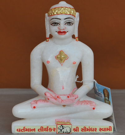 Picture of 7S68 Super White Simandhar Swami 7" Murti 7S68