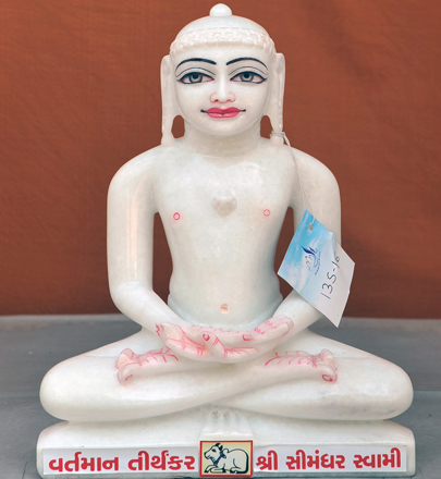 Picture of 13S16 Super White Simandhar Swami 13” Murti 13S16