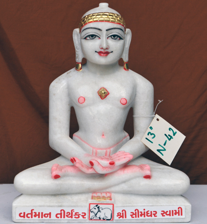 Picture of 13N42 Normal White Simandhar Swami 13” Murti 13N42