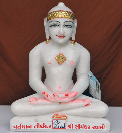 Picture of 11SW45 Super White Simandhar Swami 11” Murti 11SW45