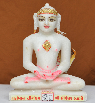 Picture of 9NW29 Normal White Simandhar Swami 9” Murti 9N29