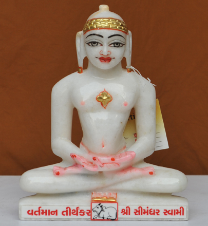 Picture of 9NW47 Normal White Simandhar Swami 9” Murti 9N47